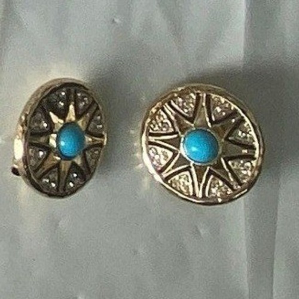 Turquoise‎ Sunburst Compass Buttons Set of 2 Western Retro Craft Sewing